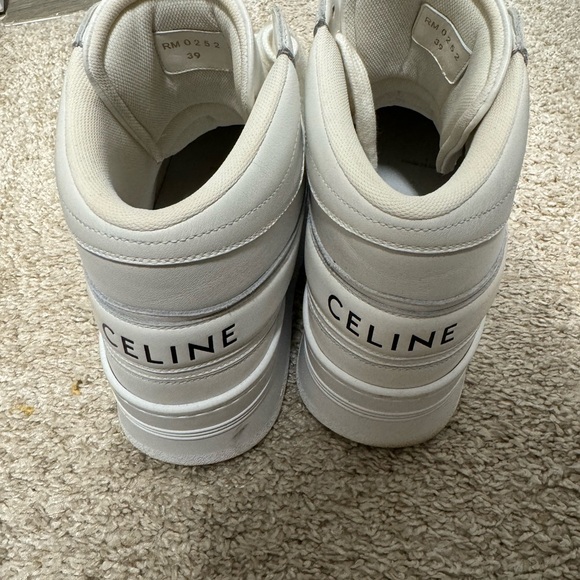 CELINE 990$ White Leather High Top Wedge Sneakers - Platform, Block - Picture 4 of 7